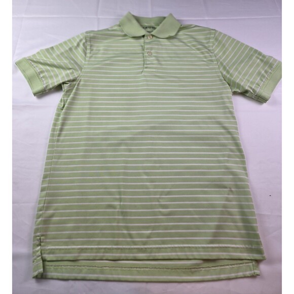 Izod Men's Small Green / White Stripes Performance Short Sleeve Polo Shirt - Picture 1 of 6